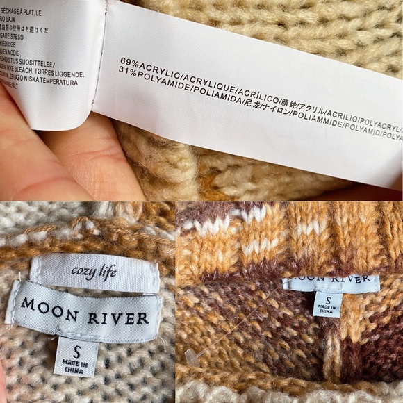 🍂 MOON RIVER BROWN TAN OMBRE KNIT TASSEL PANTS & HOODIE SET! - Picture 15 of 16